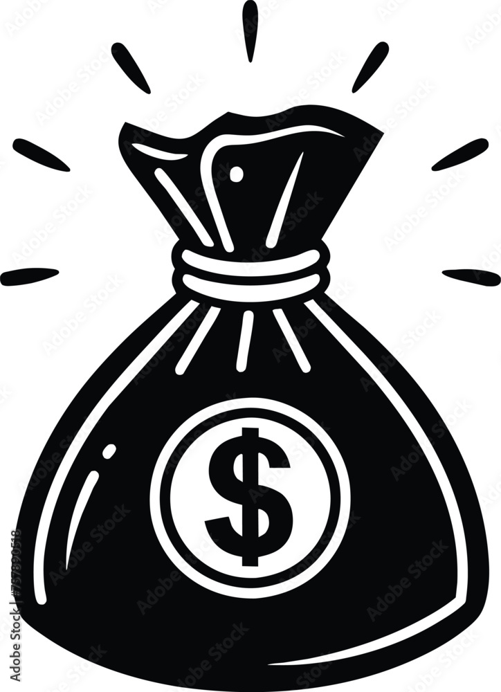 bag with money logo, money bag vector illustration, Money bag dollar icon