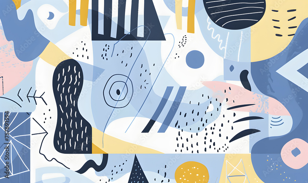Obraz premium Abstracts geometric shapes illustration design.,Generative AI