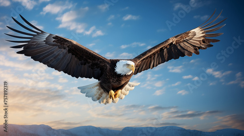 Bald eagle on sky  wildlife conservation concept  photo shot