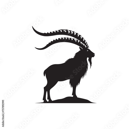Markhor Silhouette Vector: Stunning Mountain Wildlife Graphics for Nature Lovers, and Graphic Design Projects, Markhor Vector, Markhor Illustration. photo