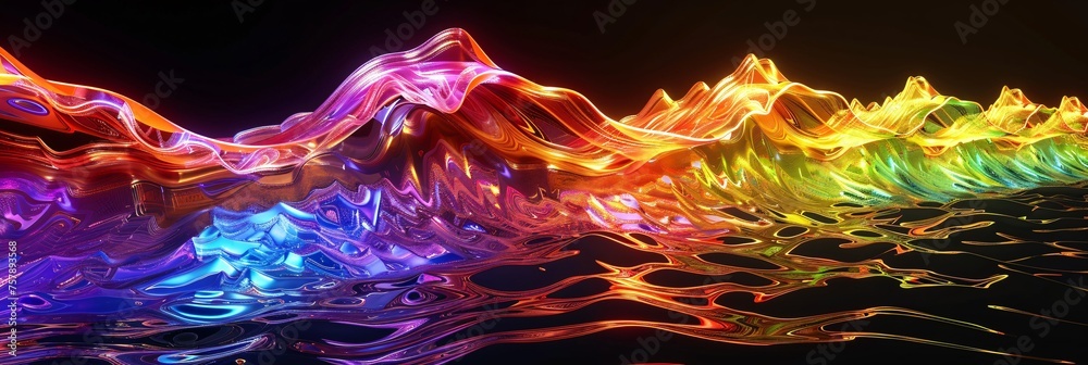 Colorful Waves of Light A Vibrant Tribute to the Monthly Solar Eclipse Generative AI