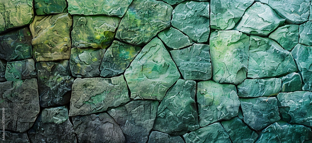 Green Stone Wall A Modern, Eco-Friendly Design Element Generative AI Green Stone Wall A Modern, Eco-Friendly Design Element Generative AI