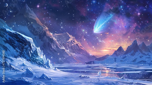 Cosmic Night Sky A Celestial Adventure Generative AI photo