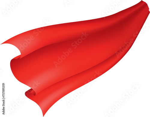 Woman superhero silhouette costume element. Scarlet fabric silk cloak. Mantle costume or cover cartoon vector illustration