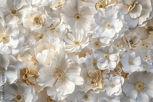 Flower Power White Flowers in Full Bloom Generative AI © Bipul Kumar