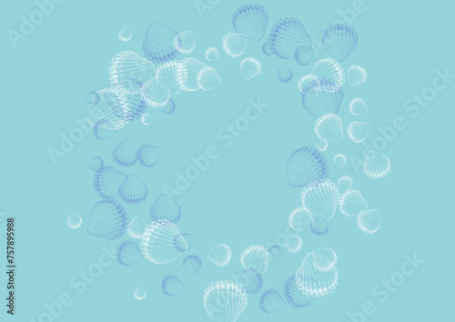 White Snail Background Blue Vector. Scallop Watercolor Design. Abstract Pattern. Ultramarine Starfish Collection Graphic.