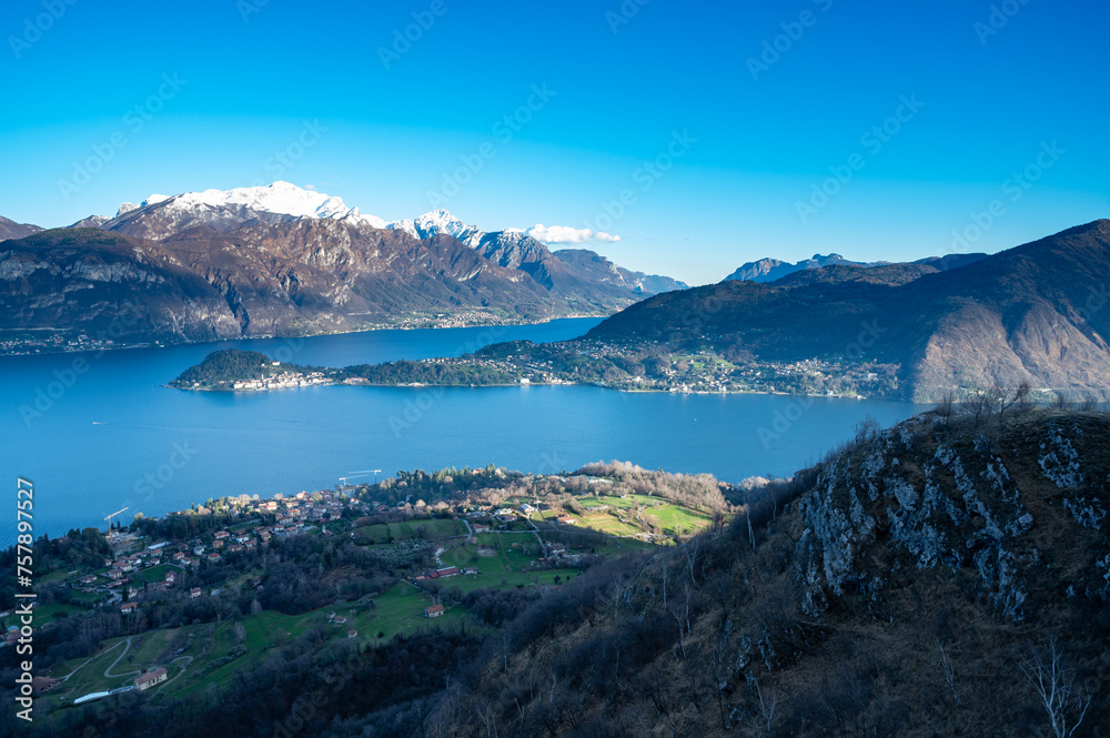 Lake Como, Bellagio, Tremezzo and the mountains above, from Tremezzo.

