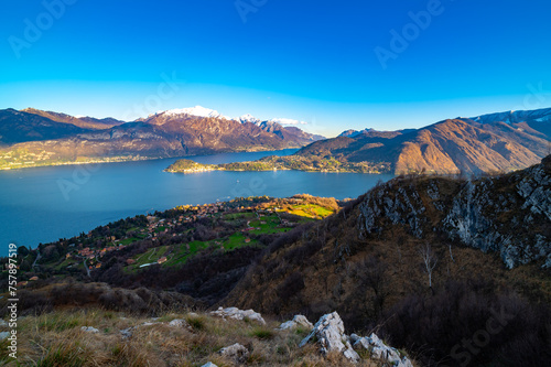 Lake Como, Bellagio, Tremezzo and the mountains above, from Tremezzo. 