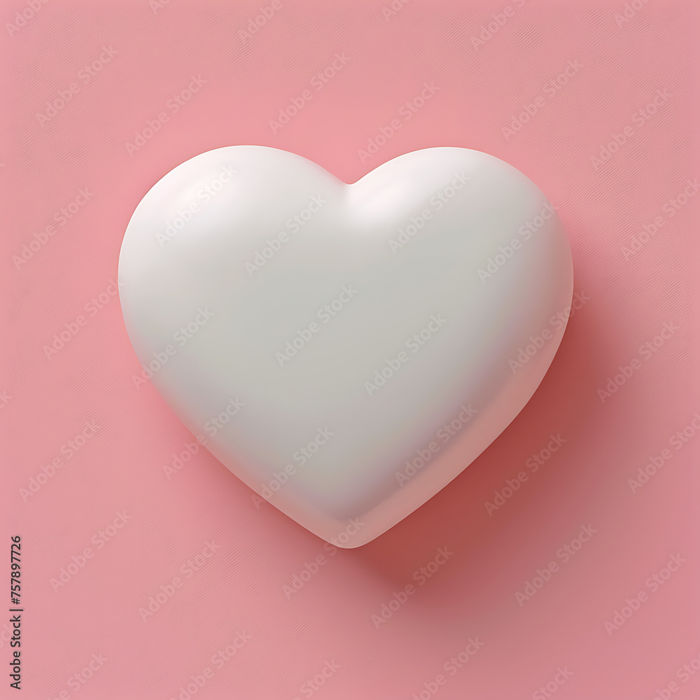 A white heart-shaped object against a soft pink background creates a simple yet tender visual.