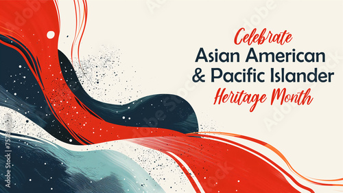 Asian American, Pacific Islander Heritage month - celebration in USA. Bright colorful abstract banner template design with textured paint strokes. AAPI 2024 photo