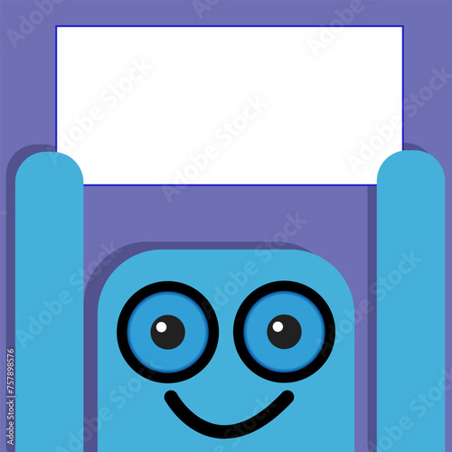 Cartoon character holding a sign.
Children's beautiful vector 3D character with a cheat sheet for text