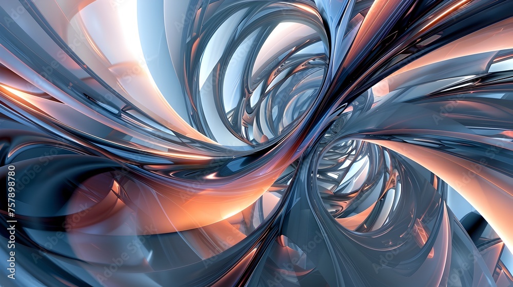 Futuristic Swirls: A Dynamic 3D Render of Time-Travel Paradoxes - obrazy, fototapety, plakaty 