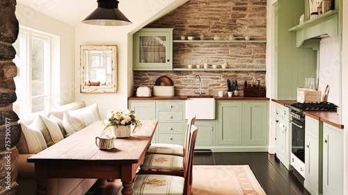 Old farmhouse kitchen decor  interior design and furniture  English cottage kitchen cabinets  country house interiors