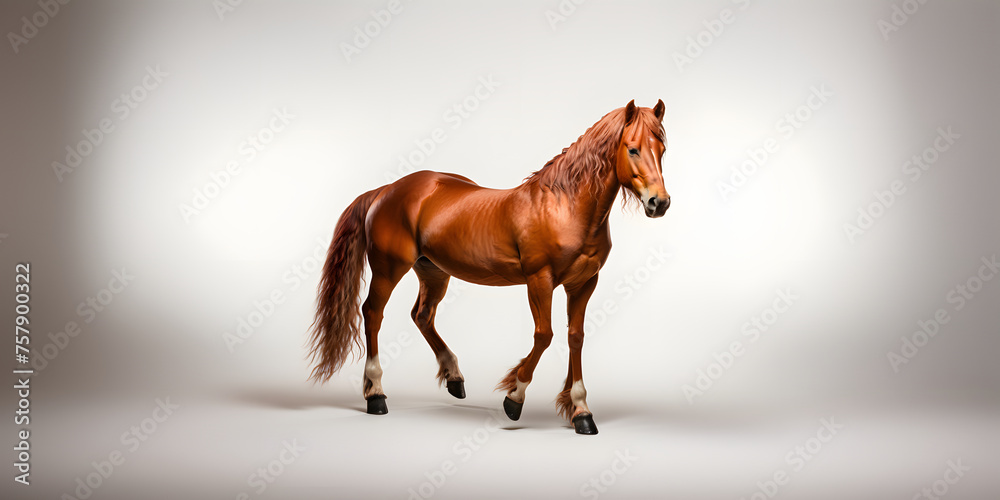 Obraz premium Red Horse Isolated on White Background. Bay horse
