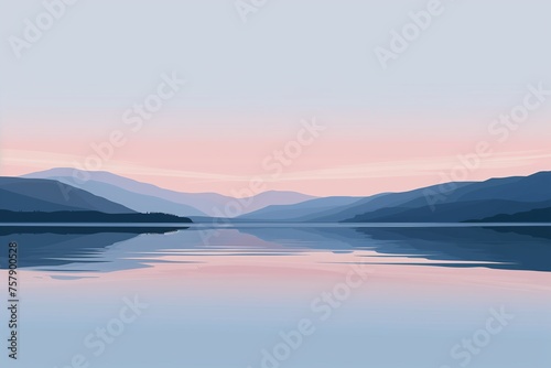 Serene Lakeside at Twilight, Capturing the Tranquil Beauty of Nature's Silhouettes