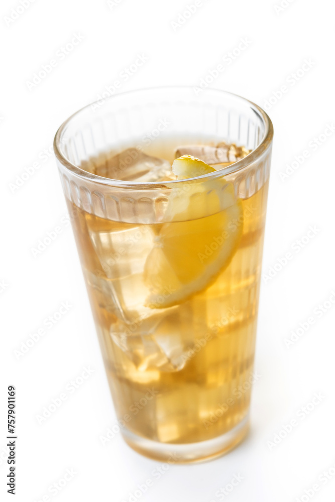 Highball, Whiskey with soda and lemon beverage isolated on white background Highball, Whiskey with soda and lemon beverage isolated on white background