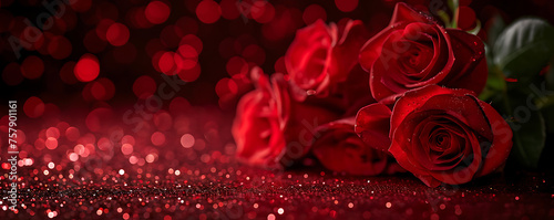 red roses on red paper on a black background  love and romance  bright backgrounds