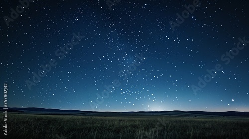 Starry Night Sky with Galaxy Visible in Distance, Starry night sky, galaxy, distant