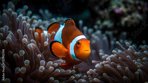 Clown fish swimming in the corals © Oleksandr