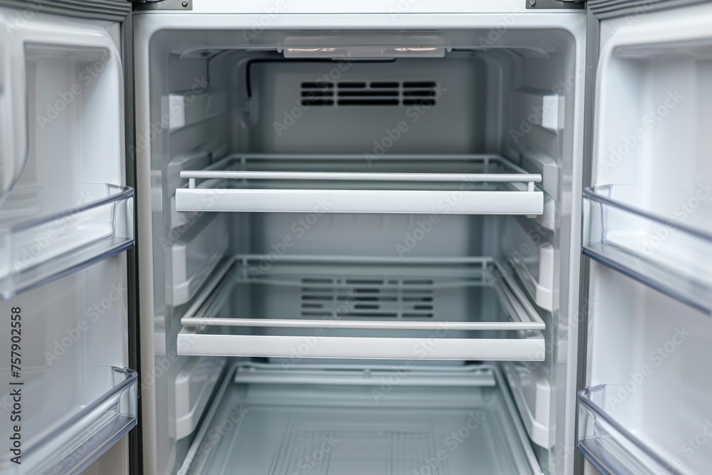 Refrigerator with the door open and the inside empty Refrigerator with the door open and the inside empty