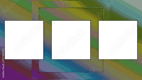 3 copy-space Flächen mit farbenfroher Umrandung.