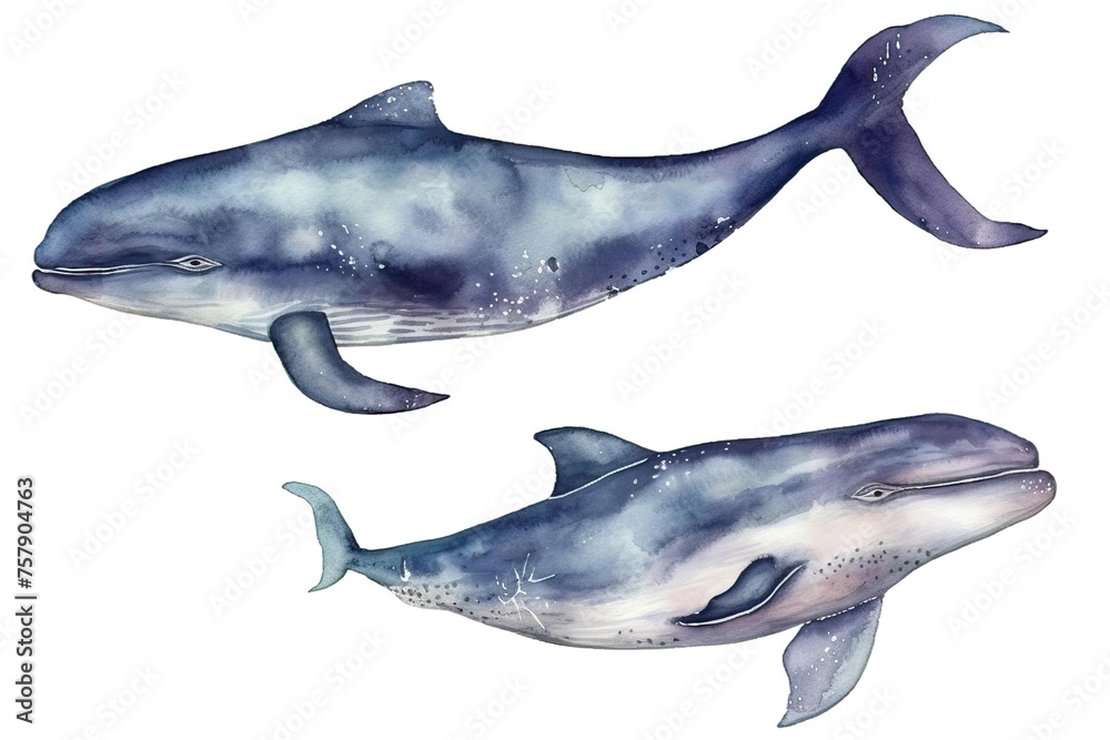 animalistic sea isolated illustration white illustration watercolor mammal Ocean whale