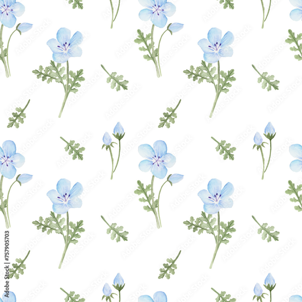 Beautiful watercolor blue flowers as seamless pattern
Beautiful watercolor blue flowers as seamless pattern