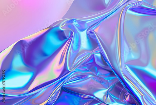 Shiny holographic textile in a close-up view, showcasing its vibrant rainbow iridescence