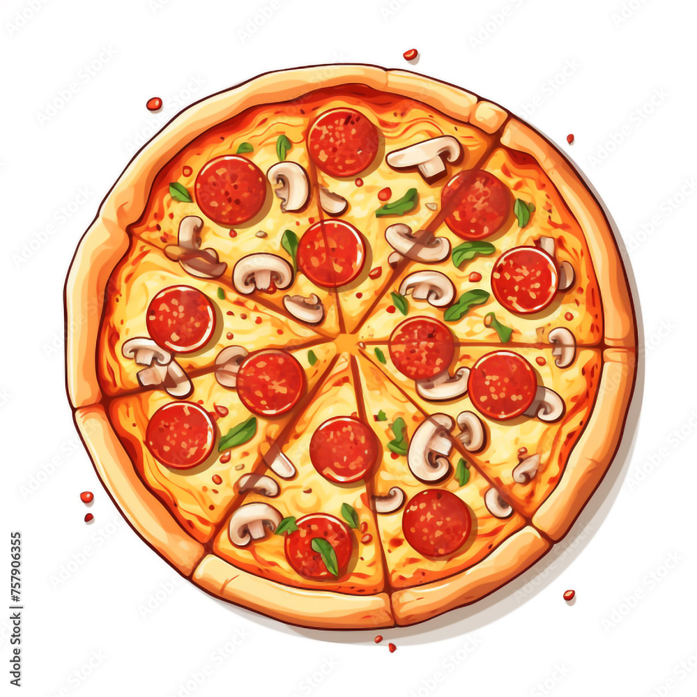 pizza clipart with mushrooms and pepperoni