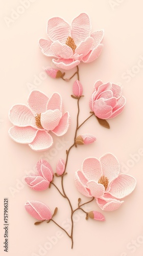 Magnolia blossoms made of crochet yarn. © Cheetose
