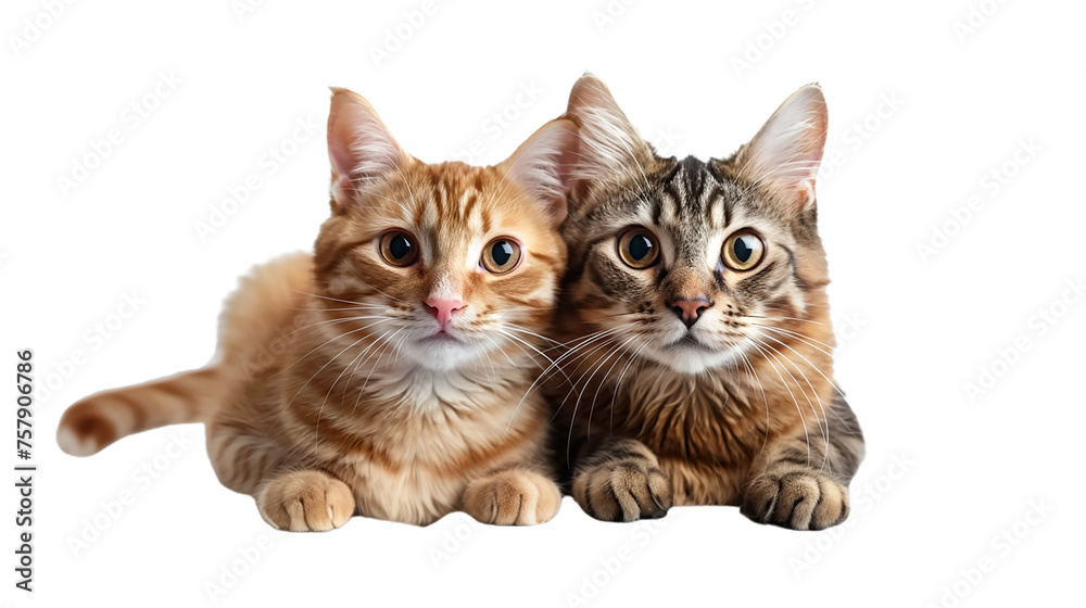 cute two cat near together, concept of pet