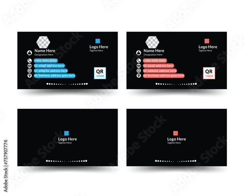 Black color double sided business card design, Visiting card , Business card for business and personal use, Professional modern business card design, Landscape business card design.