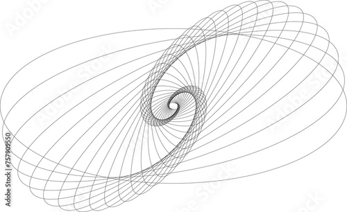 Spiral with lines in circle. Geometric art