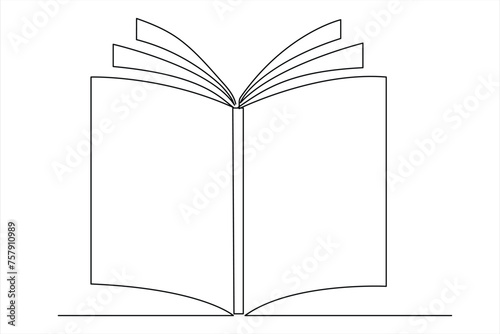 Continuous one line drawing of a book icon. outline vector illustration 