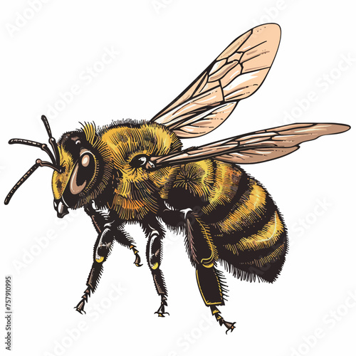 a drawing of a bee with a yellow and black body © 宝宝 余