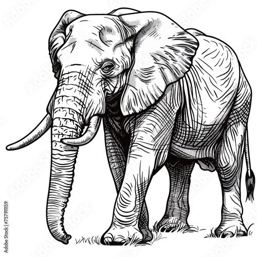 an elephant is standing in a drawing