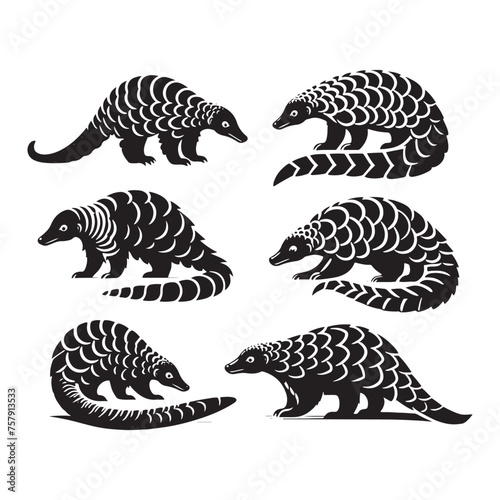 Pangolin Prowess  A Majestic Pangolin Vector Silhouette Capturing Nature s Resilience and Elegance in Vector Form.