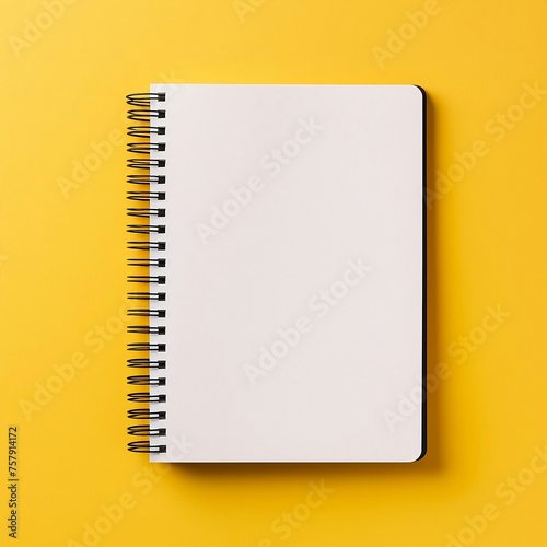 A school notebook on a yellow background, 1:1.