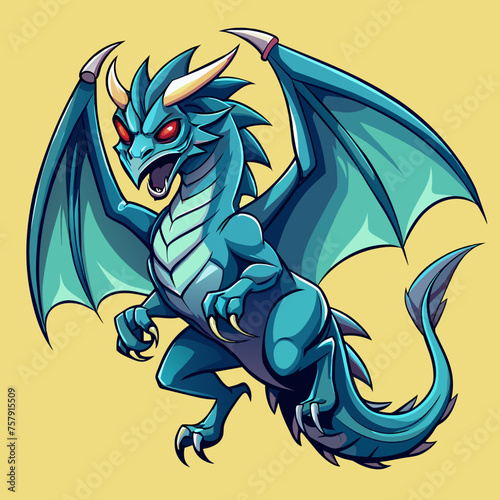 Majestic dragon poised in flight, capturing the essence of strength and grace for our T-shirt sticker