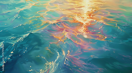 An abstract painting capturing the ethereal beauty of light dancing across the surface of water, creating a mesmerizing interplay of colors and textures.