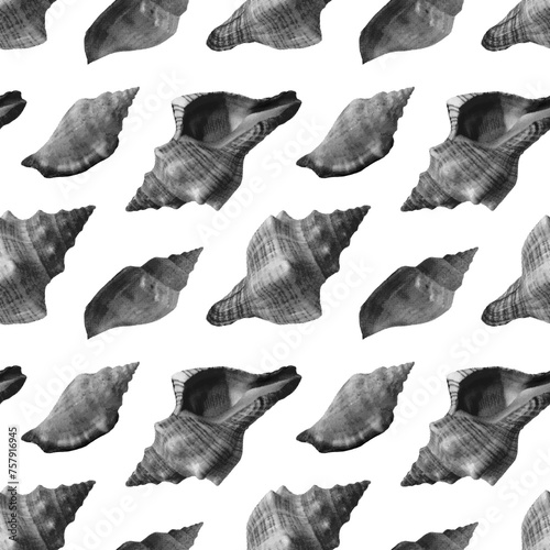Sea shells in halftone seamless pattern. Y2K style © MariiaMart