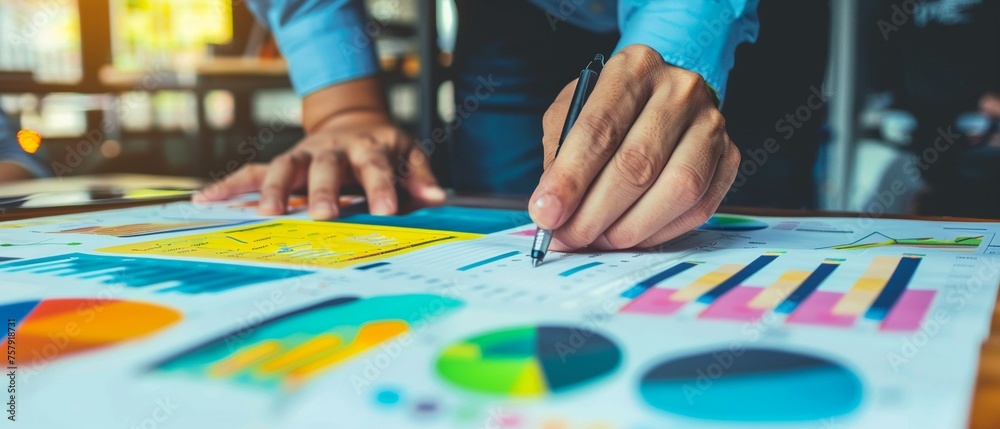 Detailed view of a hand ticking off a major business milestone on a vibrant checklist. Detailed view of a hand ticking off a major business milestone on a vibrant checklist.