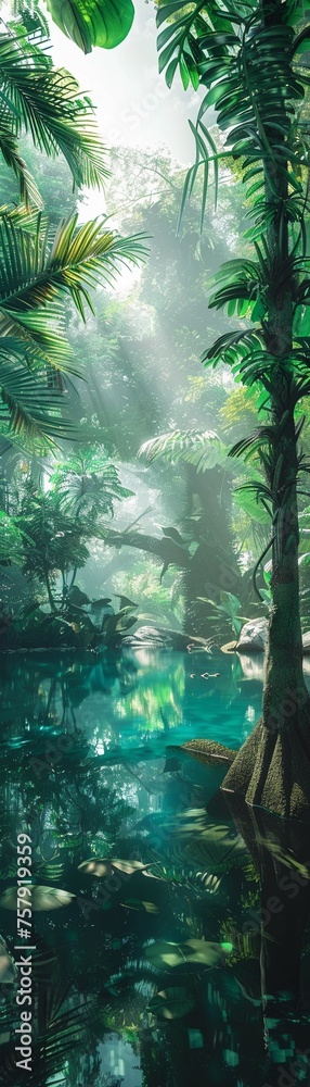 Naklejka premium Deep tropical jungles of Southeast Asia.