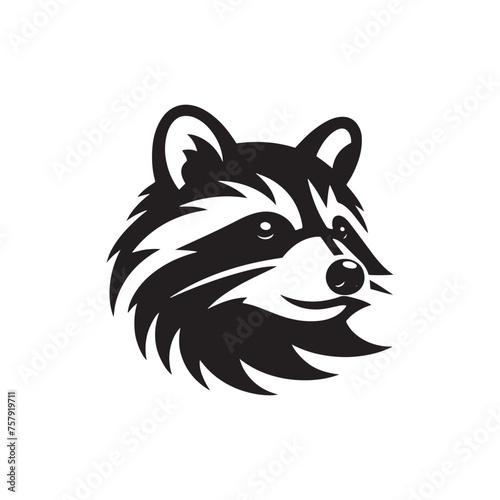 Raccoon Vector Silhouette: A Mysterious Silhouette Capturing the Essence of Raccoon Cunning in Vector Form. Black raccoon illustration.