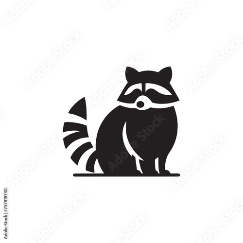 Raccoon Vector Silhouette: A Mysterious Silhouette Capturing the Essence of Raccoon Cunning in Vector Form. Black raccoon illustration.
