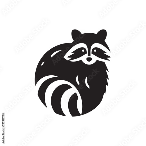 Raccoon Vector Silhouette: A Mysterious Silhouette Capturing the Essence of Raccoon Cunning in Vector Form. Black raccoon illustration.