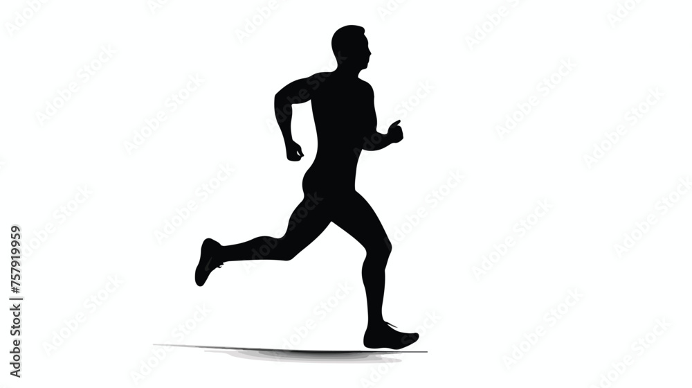 Male runner athlete running front view black silhouette