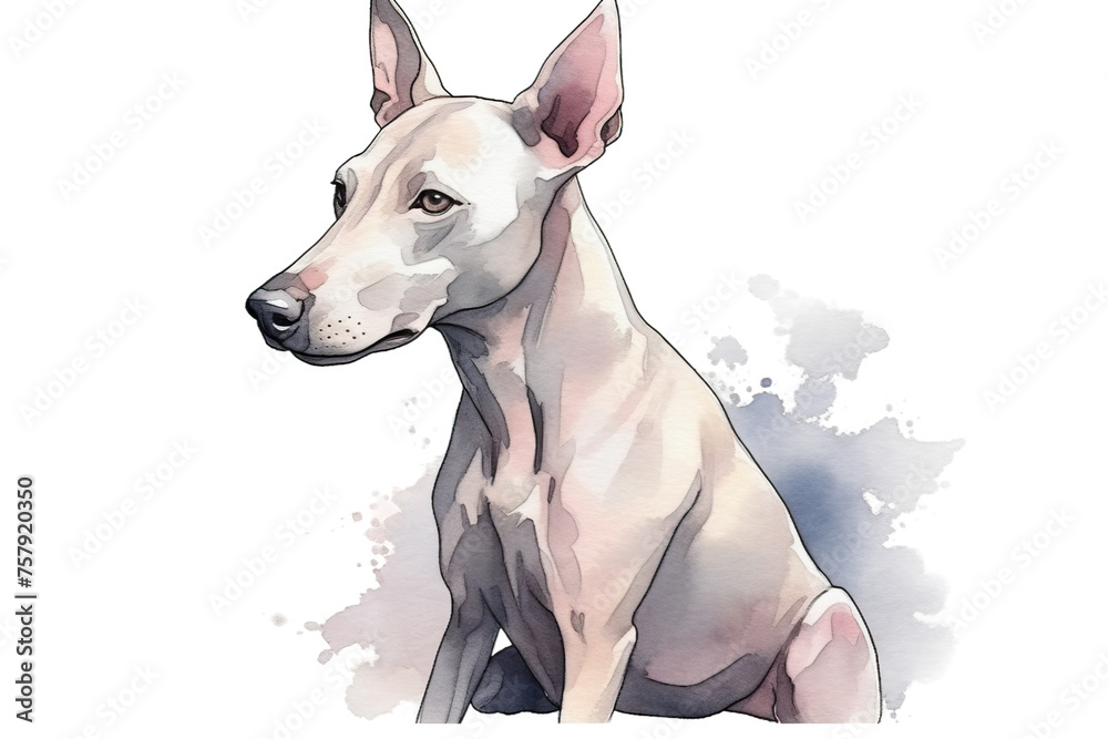 Hairless Watercolor Minimalist Icon Terrier Painting American Soft Pastel