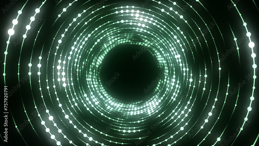 Obraz premium Abstract wireframe tunnel. Wormhole. 3D portal grid. Futuristic fantasy funnel. 3d rendering.