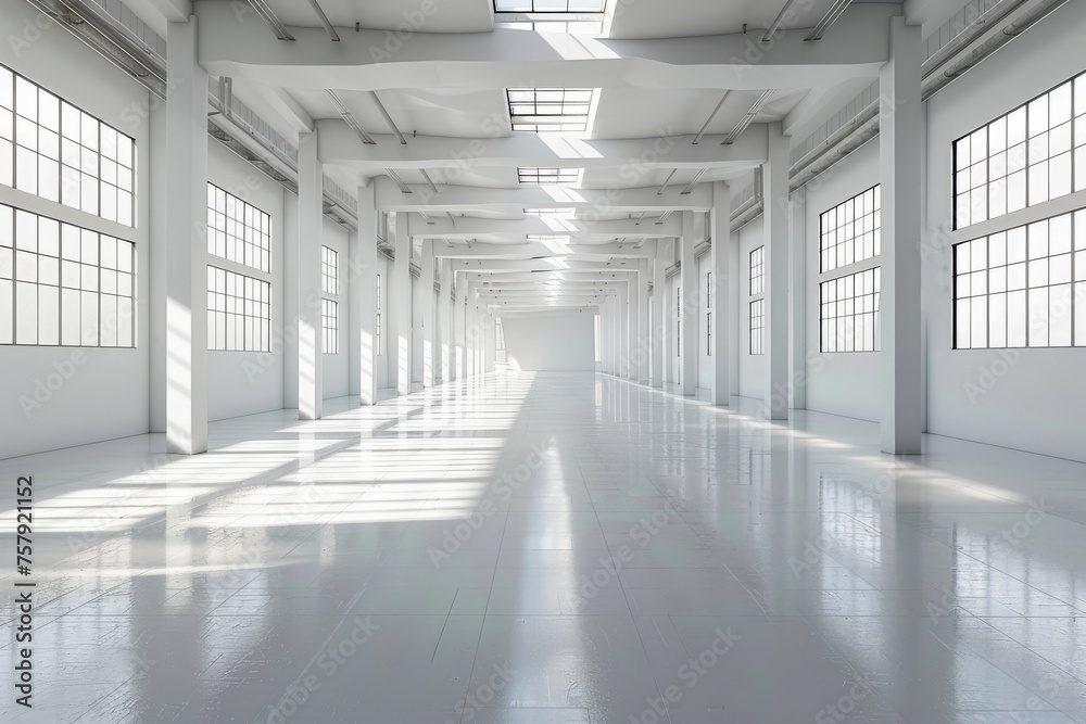 A large, empty room with white walls and a white floor